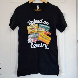 Bella Canvas Black Raised On 90s Country Crew Neck T-shirt Size Small